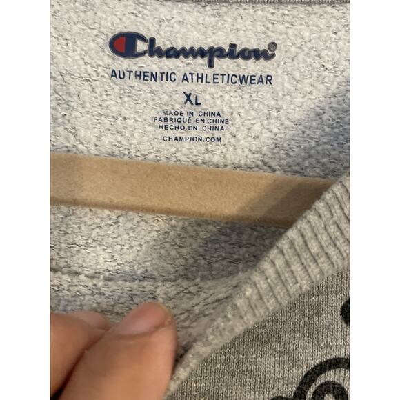 Women's Champion All Over Logo Hoodie Sweatshirt Croptop Size XLarge - Picture 3 of 5